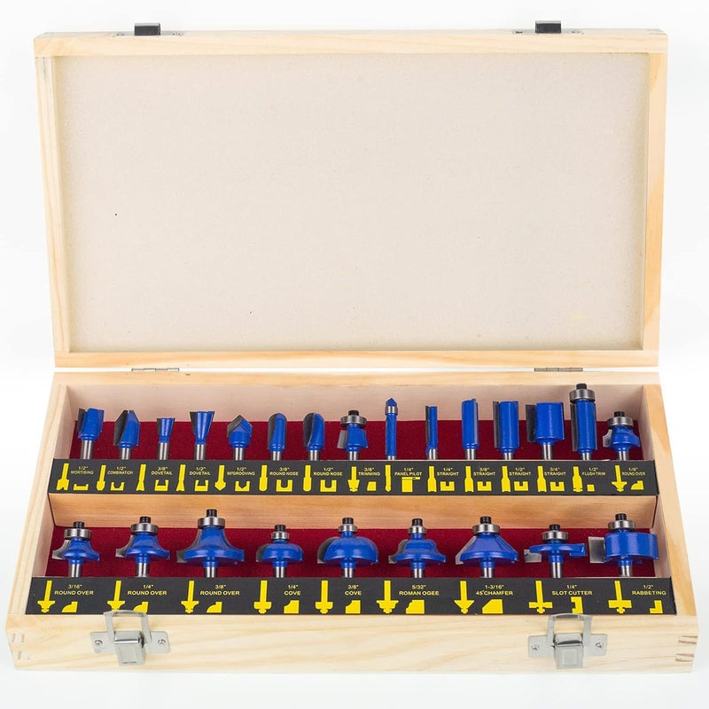 BAIDETS Router Bits Set 1/4 Inch Shank, 24 Pieces 1/4" Router bits Tungsten Carbide Wood Router Bits, Woodwork Tools, for Professional and Beginners Carpenter - Image 1